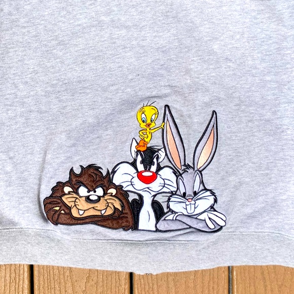 WARNER BROS. STUDIO BUGS BUNNY TAZ TWEETY SYLVESTER EMBROIDERED SWEAT JACKET MED - Picture 2 of 7